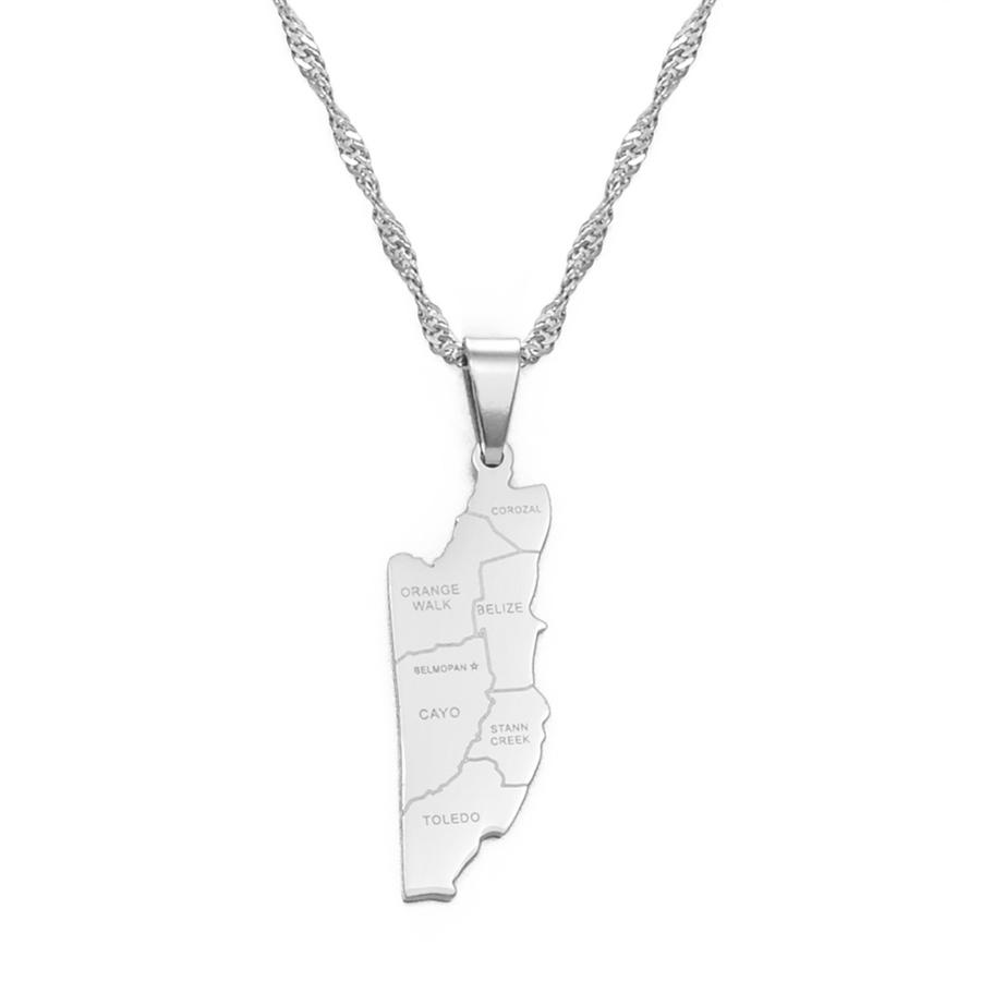 Anniyoc Belize Map Cities Pendant Necklaces for Women Gold Color Charm Belize s Maps Jewelry #168821 45cm OR 17.7 Inches