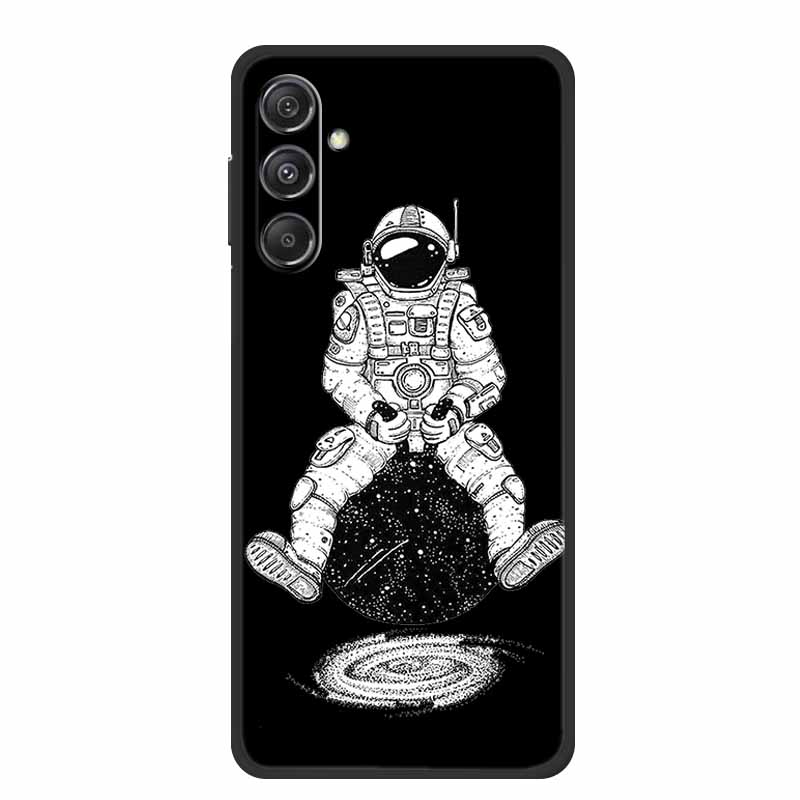 For Samsung Galaxy M36 A17 5G Case Flower Black Silicone Soft Back Cover For Samsung Galaxy S25 FE Plus Phone Case Coque Cartoon