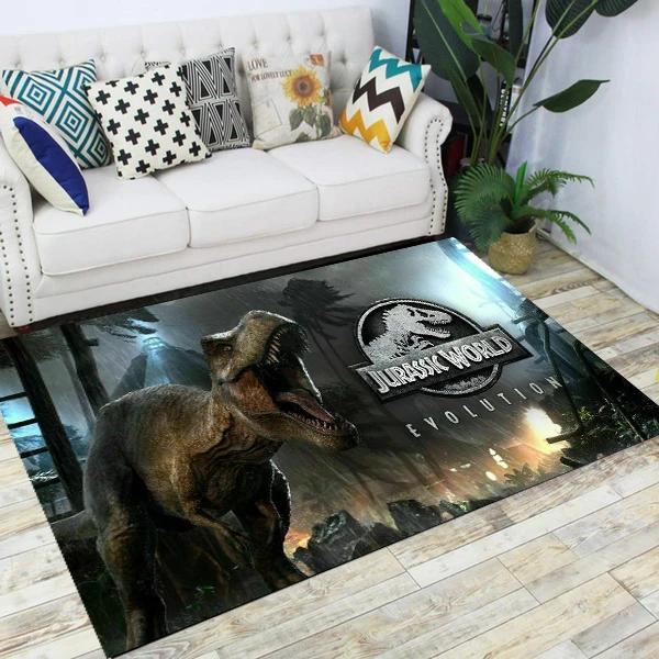 Jurassic Park Dinosaurier-Cartoon-Teppiche, rutschfester Teppich für Wohnzimmer, Schlafzimmer, Fußpolster-Dekoration, Kinderspiel-Bodenmatte