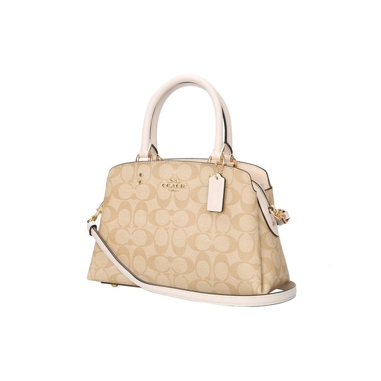 

New COACH Lillie Coated Canvas With Smooth Leather Handbag, Shoulder Bag, Crossbody Bag Regular Women s 91494-IMDQC 25.9*10.4*17.5CM