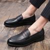 Black business men's shoes Korean version of trendy men's soft leather versatile British pointed one-pedal leather shoes