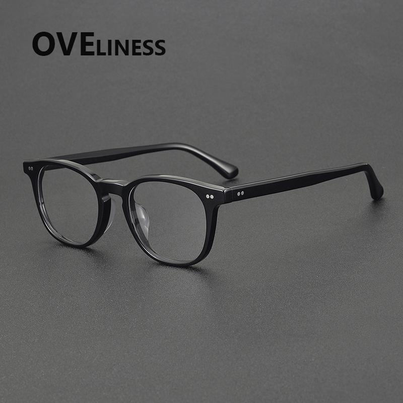 2025 New Acetate Glasses Frame for Men Women Fashionable Vintage Round High Quality eyeglasses frame male spectacles чёрный