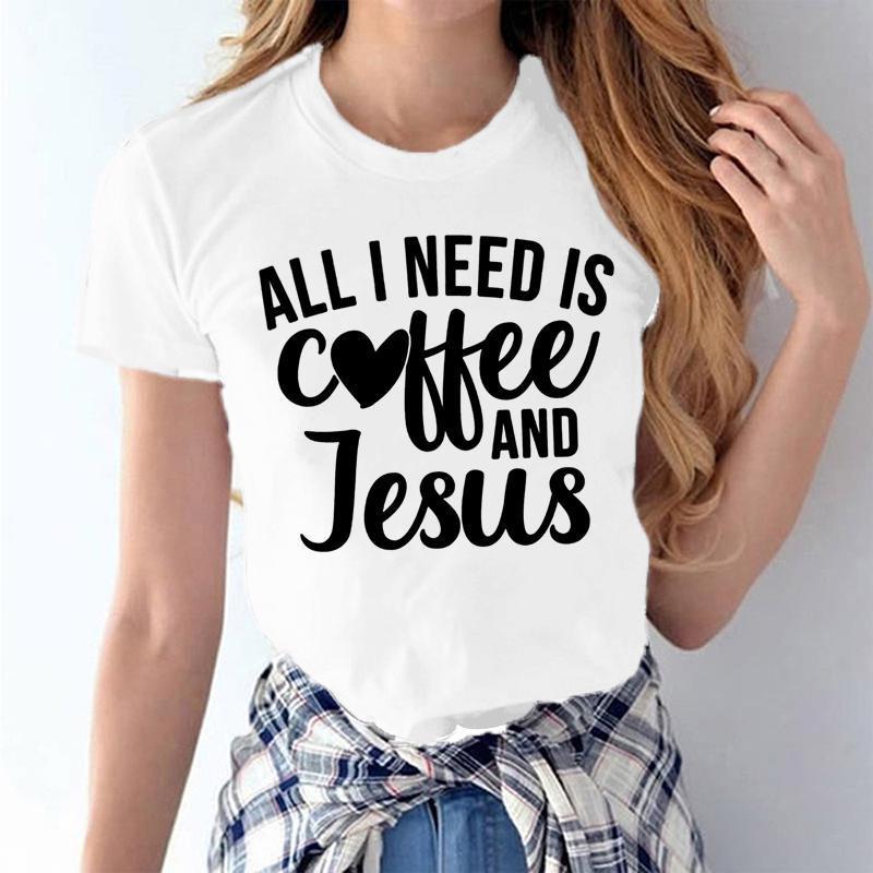 ZIMOXUAN All I Need Is Coffee and Jesus Shirt, Coffee T-Shirt, Coffee Shirt, Jesus Shirt, God Shirt, Coffee Tee, Cute Coffee Shirt, Graphic Te