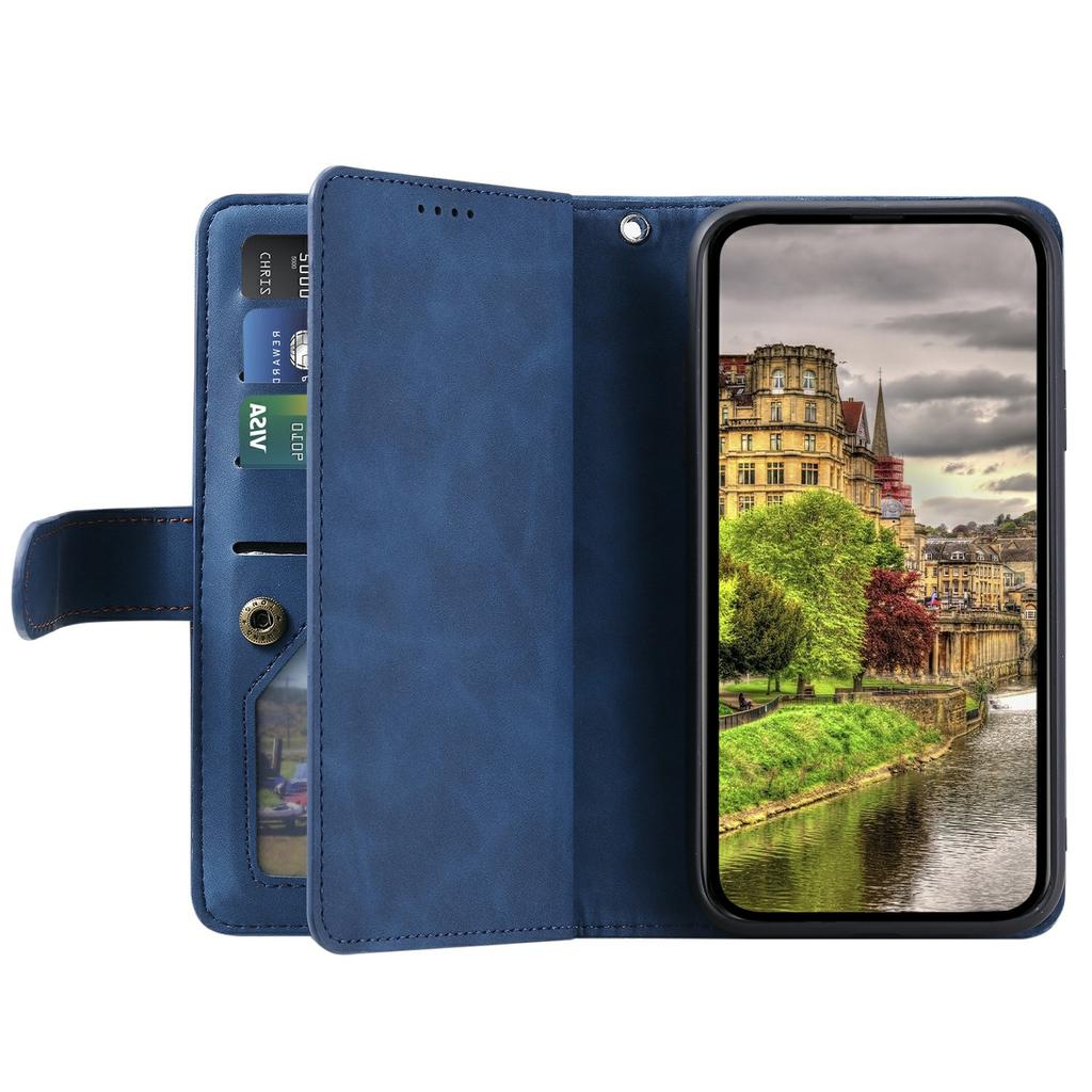 For Xiaomi Redmi 15 5G (Global) (169mm) Case 9 Card Slots Zipper Wallet PU Leather Phone Cover with Wrist Strap