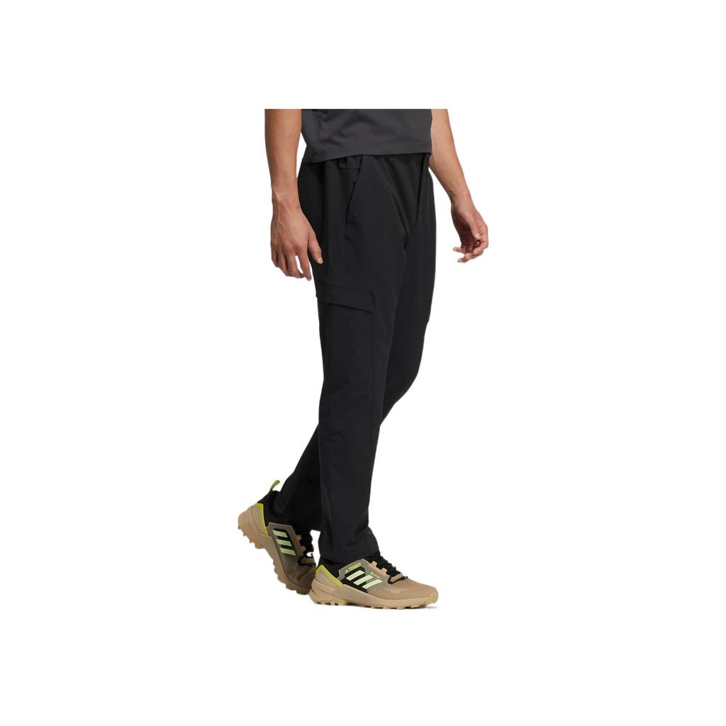 Adidas Solid Logo Print Straight-Leg Sport Pants Men Bottoms Black HE7379