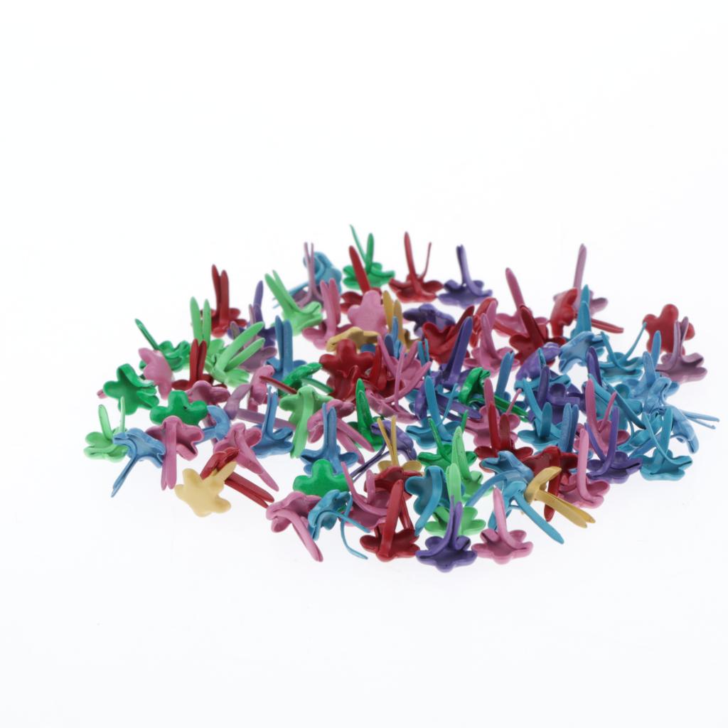 50/100pcs Metal Brads Paper Craft Fasteners 8x15mm 100pcs Golden Round Head