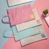 Cute Cartoon File Folder Handheld File Bag for Students Oxford Cloth A4 Double Layer Pocket Folder Large Capacity Zipper Bag
