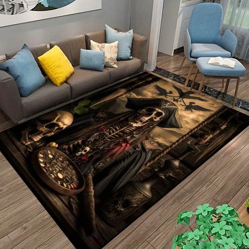15 Sizes Skeleton Sea Pirate Pattern Rug Carpet for Living Room Bathroom Mat Creative Doormat Carpet for Bedroom Home Decor cool