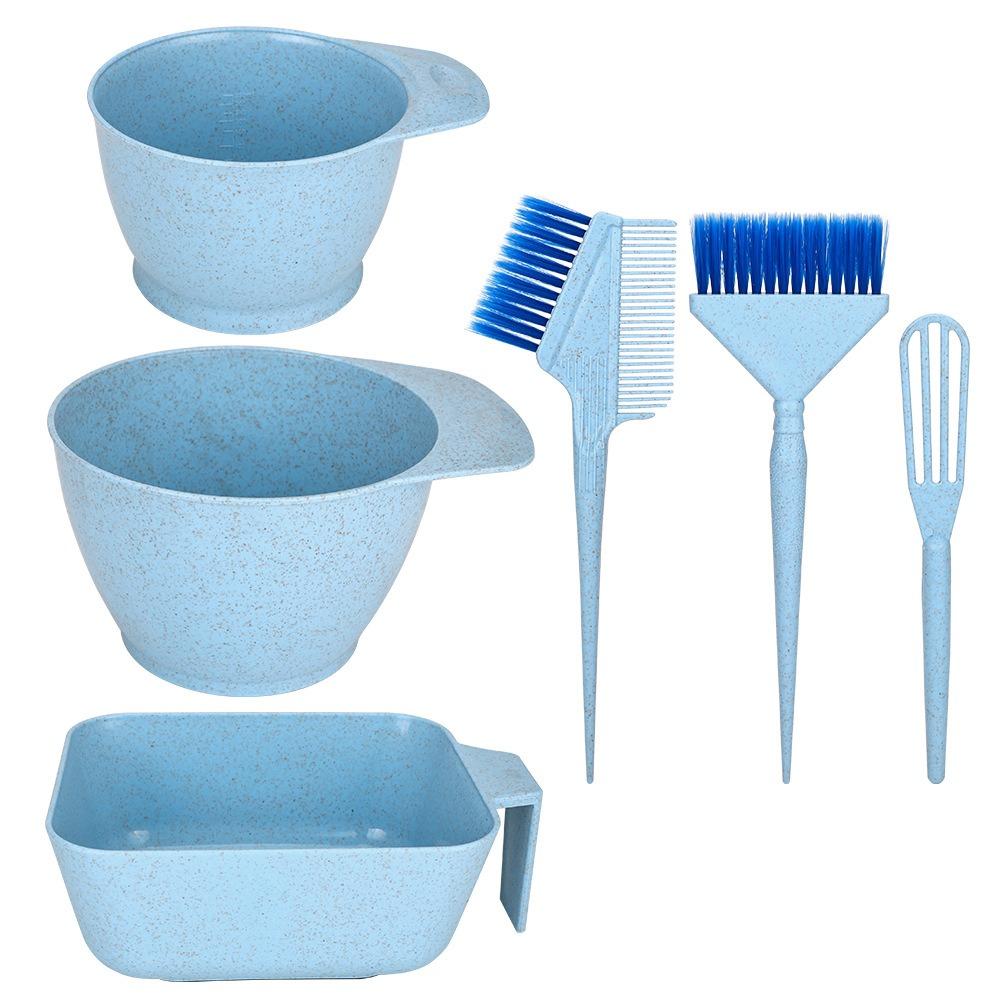 6Pcs 4 Colors Hair Dye Tools Set Hairdressing Mixing Bowl Brush Set  for Stylist