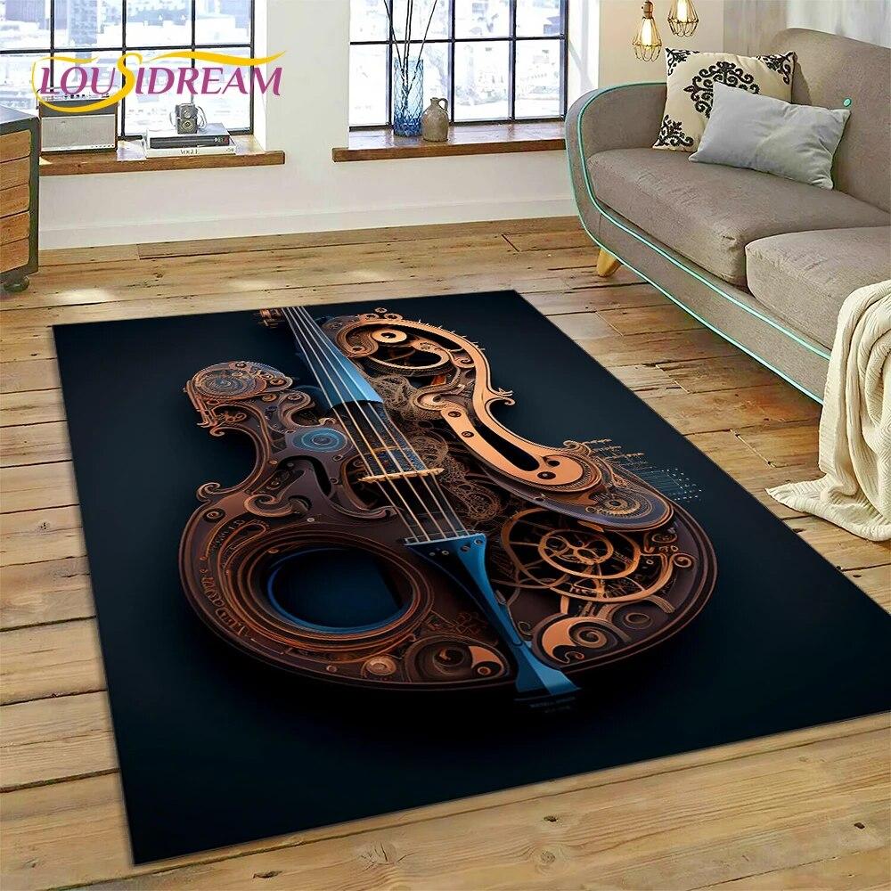 Dream Violin Cello Music Instrument Carpet Rug for Home Living Room Bedroom Sofa Doormat Decor,kids Area Rug Non-slip Floor Mat