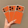 Large Window Synthetic Leather Casing for iPhone Pure Orange Printed Patterned Plain Shell Soft Case Protective Cover | BP B031