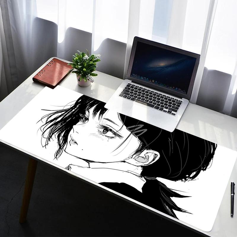 Deskmat Mouse Pad 900x400 XXL Mousepad Back and White Girl Laptop Desk Decor Extended Mouse Pad Keyboard Mat Oversize Desk Pad
