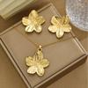 3pcs Stainless Steel French Vintage Flower Jewelry Set for Women Fashion Exaggerated Necklace Earrings Jewelry Set Daily Gifts
