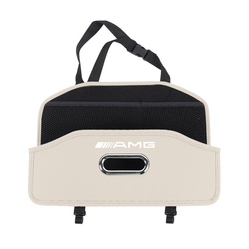 Car Seat Back Storage Box Multi-Functional Tissue Box Cup Holder Hook Storage Box Accessories Car Decal For Mercedes Benz AMG W2