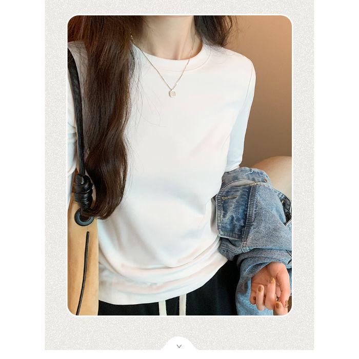 

Women s Solid Color Long Sleeve Crew Neck Base Layer T-Shirt XXL белый