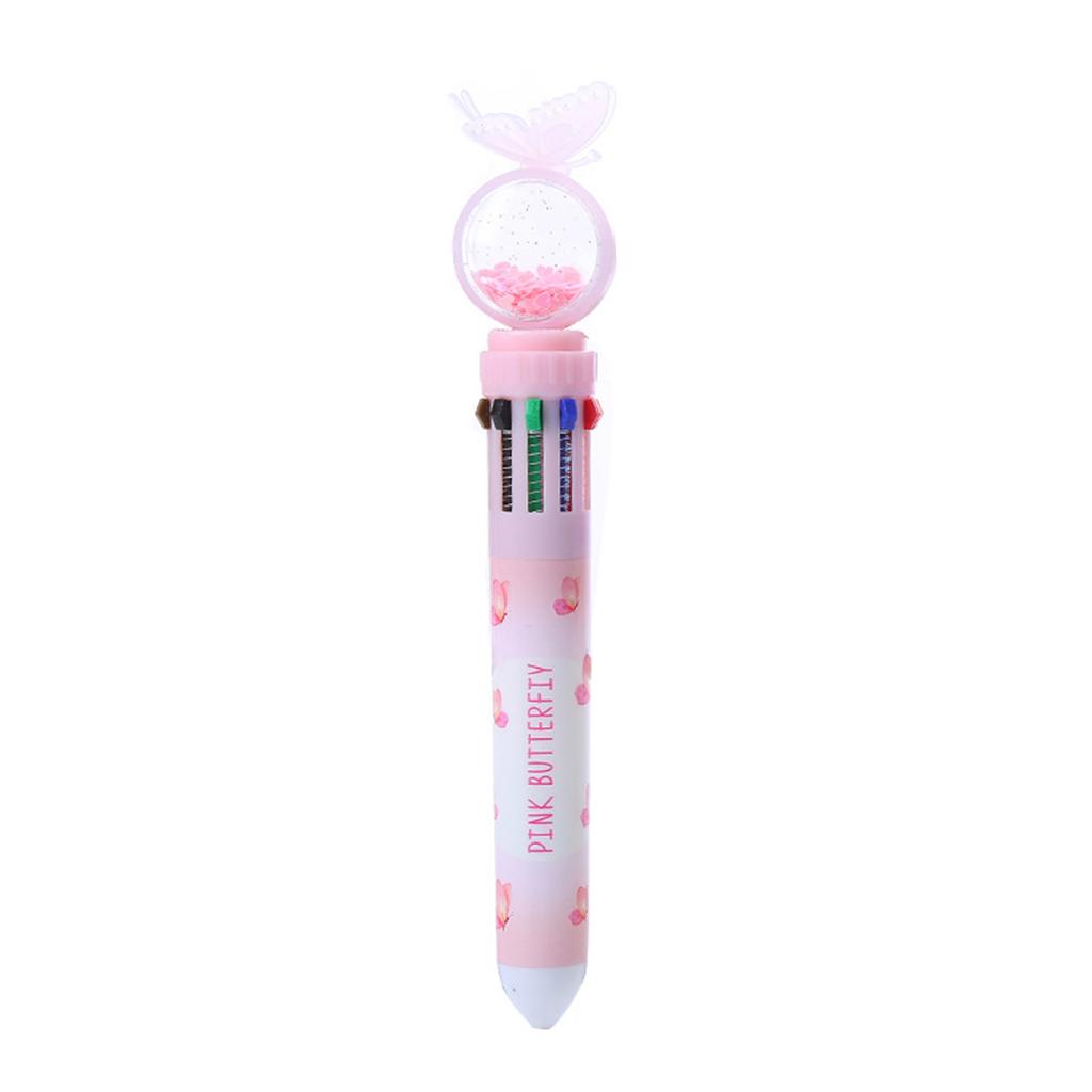 Multicolored Pen Cartoon Ballpoint Pen 10 Color-in-1 Writing Pen Write Smoothly for Student Adult Writing Journaling