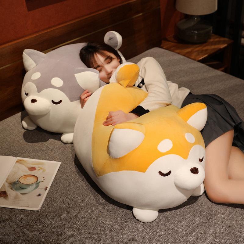 Japanese Chubby Puppy Doll Soft Cute Husky Erha Big Throw Pillow Girl Sleeping On The Bed Holding Doll Gift