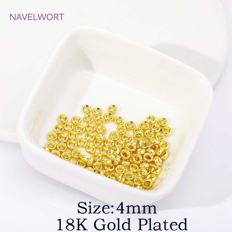 

4/5/6/8mm Brass Spacer Beads 18K Gold Plated Round Smooth Loose Beads,Separator For Beads,DIY Beading Jewelry Making Accessories 20 Pieces