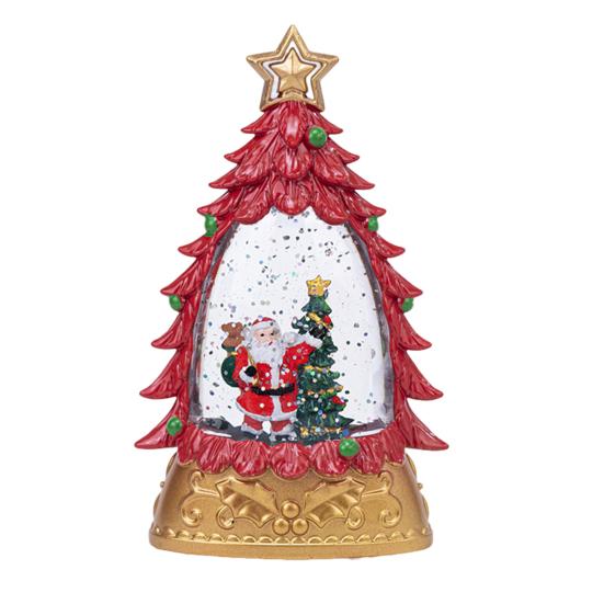 Christmas Snow Ball Lantern Lighted Santa And Christmas Tree Scene Glittering Water Snow Ball Decoration for Home Desktop Decor