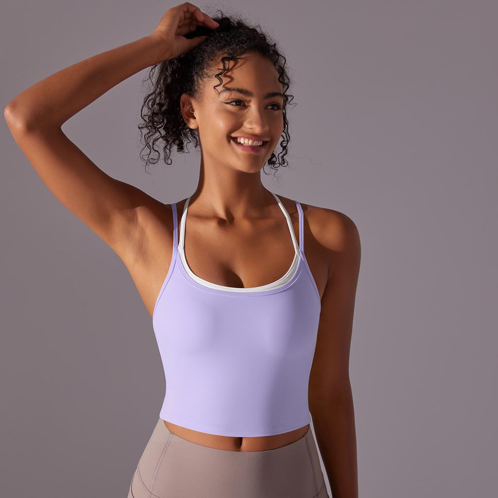 Auroth Back Cross Sports Vest Women Yoga Sports Bra Candy Color Fitness Top
