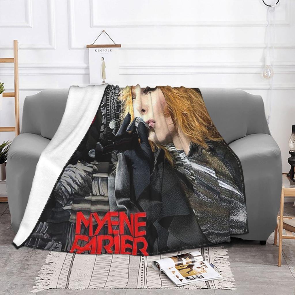 Mylene Farmer Personalized French Singer Blankets Soft Warm Flannel Throw Blanket Plush for Bed Living Room Picnic Travel Couch