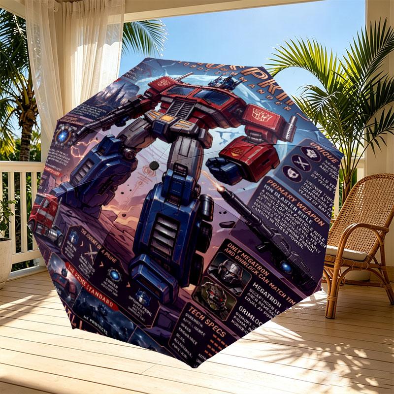 Transformers Print Automatic Open Close Umbrella, Portable Foldable Umbrella, for Outdoor Commute Camping Trip, Ideal Birthday Gift