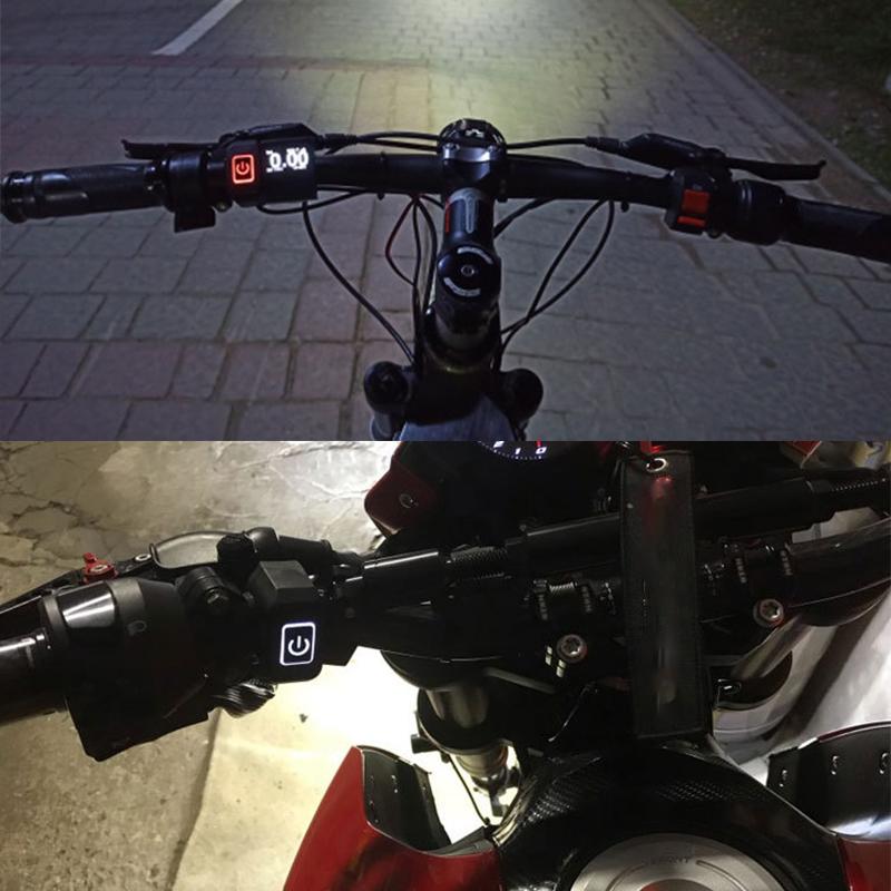 Motorcycle Switch with LED Light Momentry Buttton Handlebar Mount Headlight Horn Control Waterproof Modified Switch Moto Parts