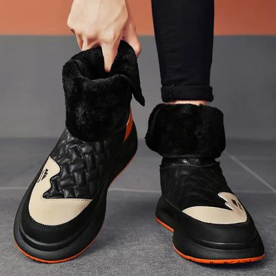 Fashion Men's Winter Snow Boots Fashion High-top Color Matching Male Cotton Boots Comfortable Plus Velvet Warm Daily Outdoor Footwear