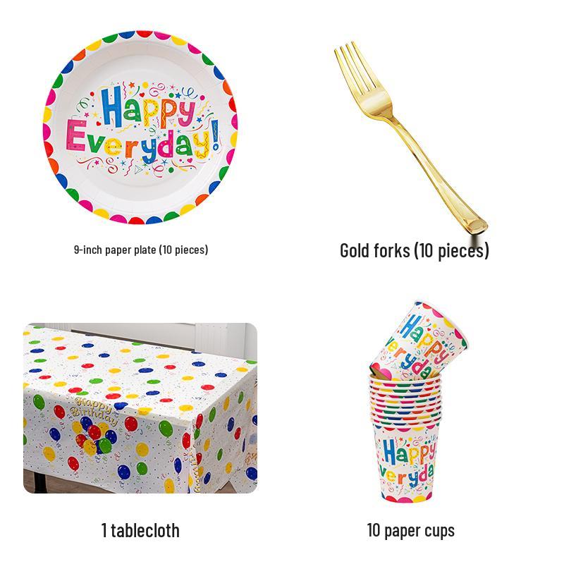 Disposable Party Supplies Set: Paper Plates and Cups for Birthdays and Weddings