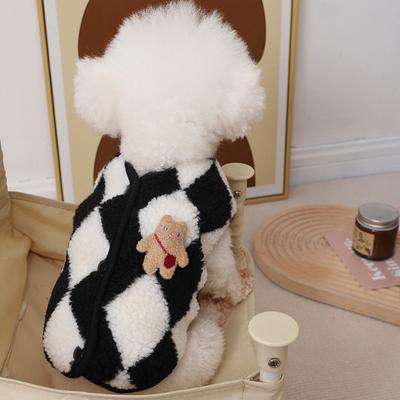 Winter Warm Pet Puppy Clothes Pet Outfits Plaid Fleece Coat Jack Dog Clothes Cute Yorkies Costume Bear Vest Dogs Clothing