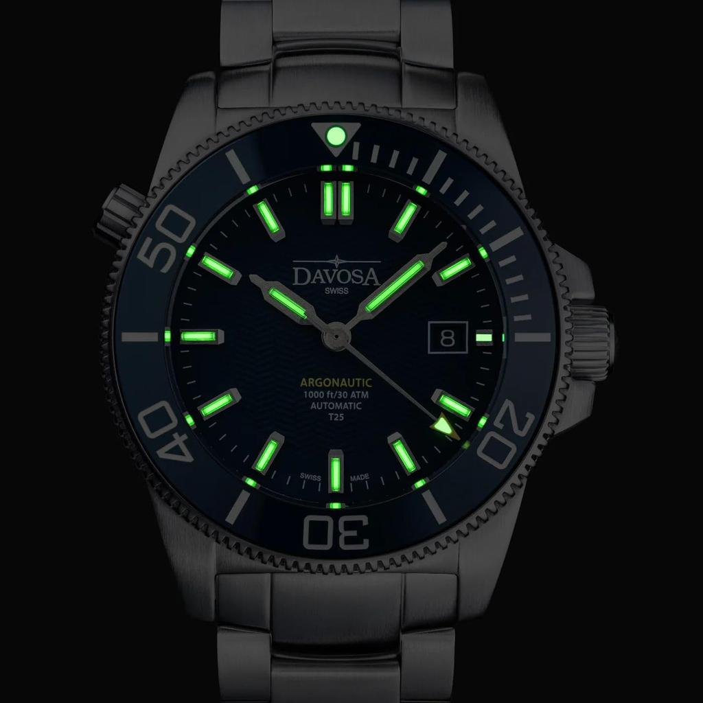 Davosa Argonautic Lumis Automatic Date 30 ATM Water Swiss-Made Watch, Display, Resistance, Silver, 161.529.04, Men's
