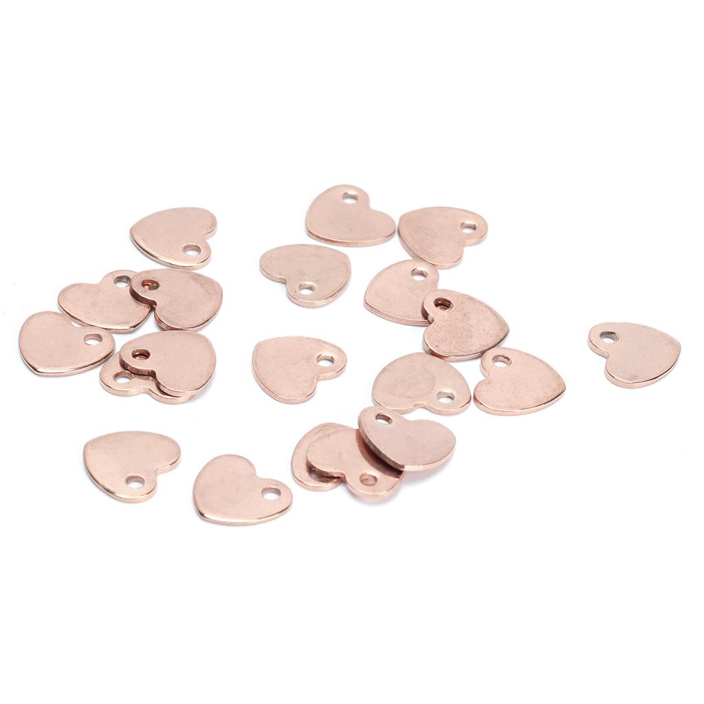 20pcs DIY HeartShaped Pendant Stainless Steel Pendant with Hole Jewelry Making Accessory(Rose Gold 9 x 10mm)