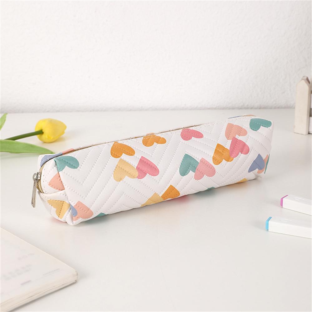 Cute Heart Pen Bag Student Stationery Bag Pencil Case Multifunctional Stationery Organizer Zipper Pouch School Supplies
