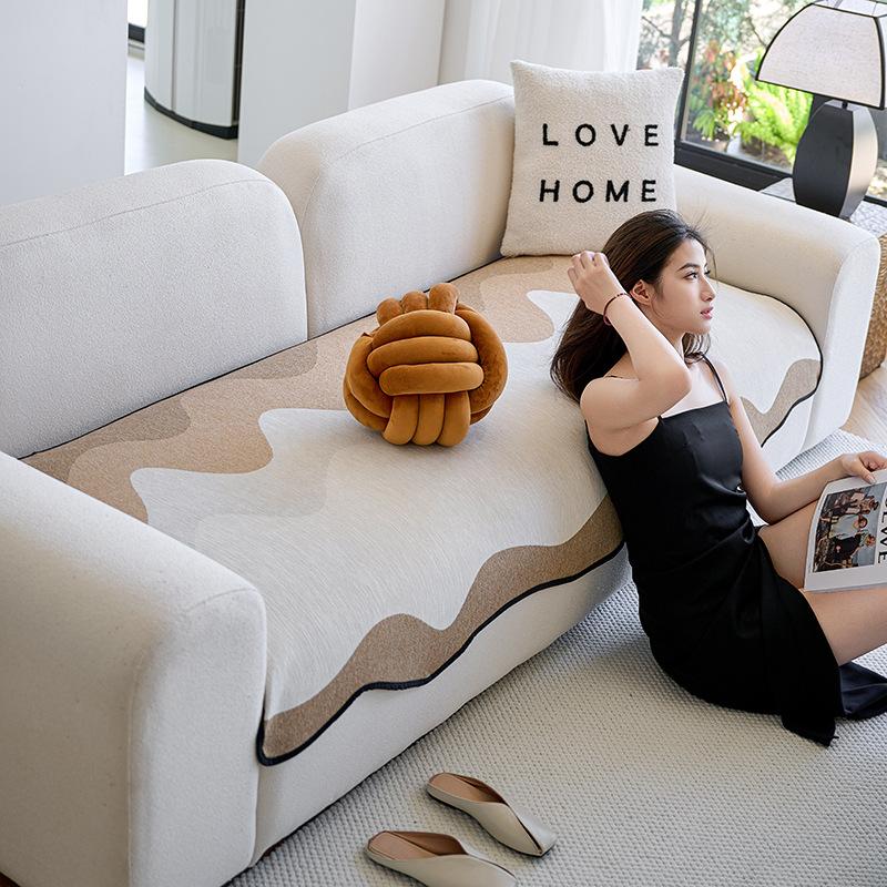 Irregular Special-Shaped Sofa Cushion, Universal Non-Slip Seat Cushion For All Seasons, High-End Four-Seater Straight-Row Leather Sofa Cover