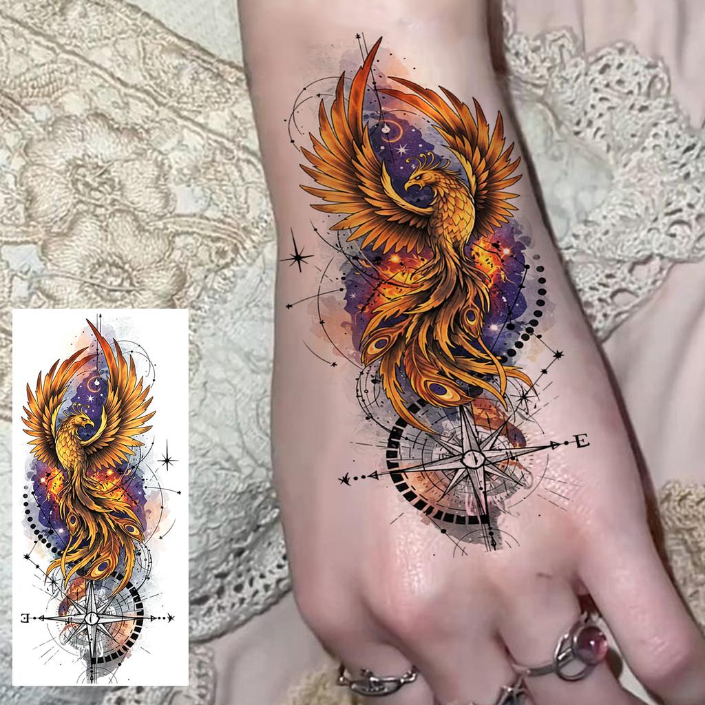1 Sheet Colorful 3D Rose Flower Butterfly Temporary Tattoos For Women Adults Hand Foot, Waterproof Realistic Fake Tattoo Sticker