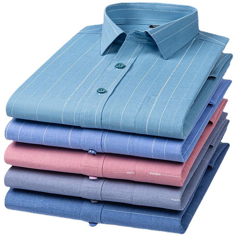 2025 Summer Men's Breathable Non-Iron Plaid Long Sleeve Shirt for Middle-Aged Dads