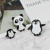 Cross-border Black & White Design: Cute Panda & Silly Penguin Brooch for Denim Jacket
