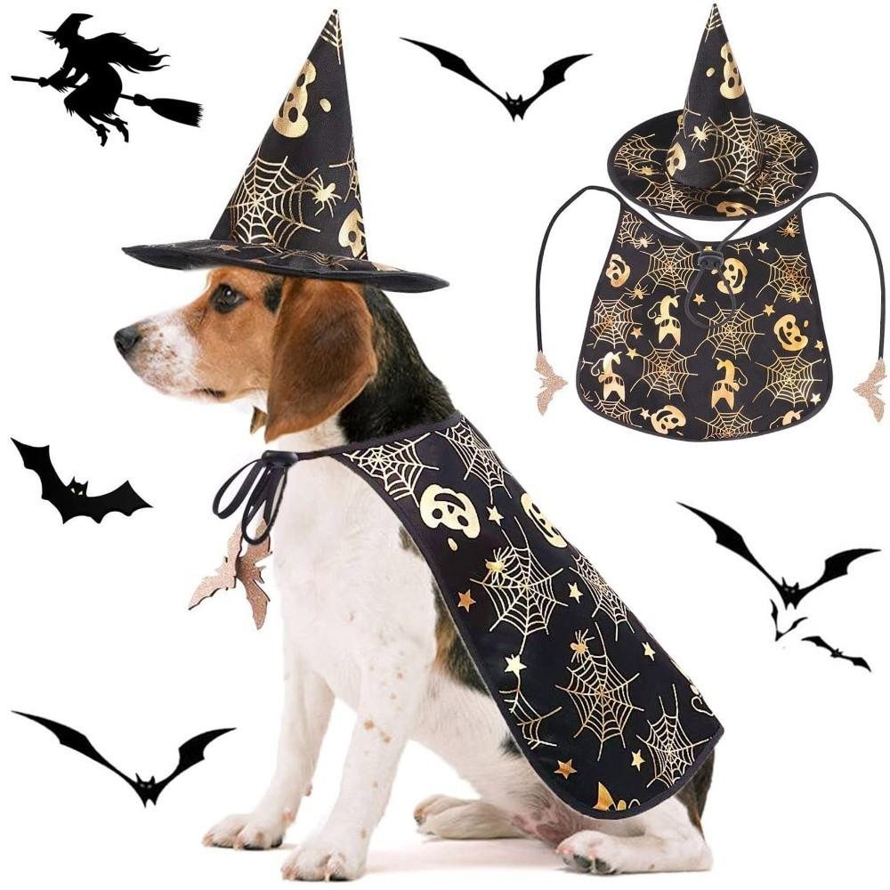 Adjustable Pet Halloween Costumes Cape Bat Halloween Pet Apparel Halloween Dog Cloak Hat  Dogs