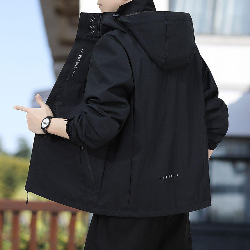 Men's Spring/Autumn Windbreaker with Detachable Hood - Waterproof, Windproof, Breathable Jacket for Outdoor and Casual Wear