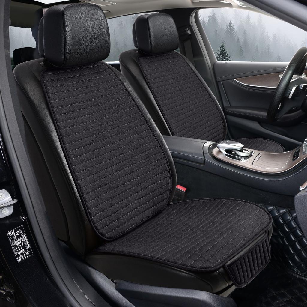 Linen Car Seat Cover Soft & Breathable Front Premium Seat Cushion with Non-Slip Protector Universal Fits Most Cars - 1 Unit