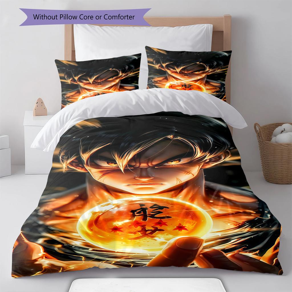 Biancheria da letto con motivo Son Goku, Set piumone Copripiumone Federa Regalo di compleanno per la casa (1 * copripiumino + 2 * federa, senza nucleo)
