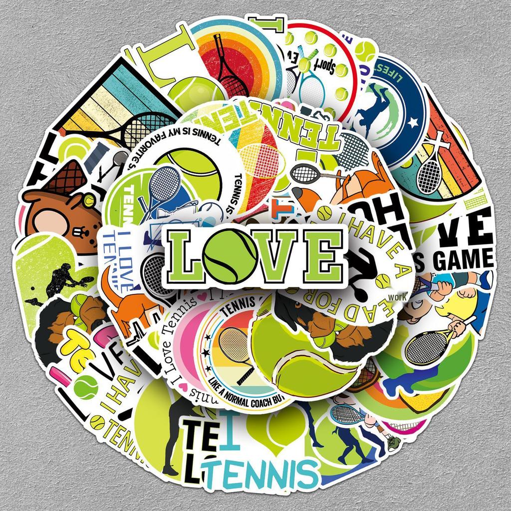 50pcs Waterproof Tennis Sports Stickers for Suitcase, Notebook, and Phone Decoration