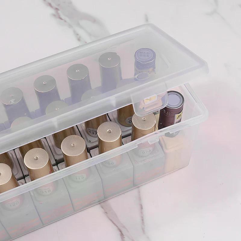 1Pcs Nail Art Rectangle Transparent Storage Box Nail Rhinestone Brush Pen Buffer Grinding Files Organizer Container Case