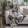 Black Floral Print Fleece Blanket Soft Cozy Throw Blanket for Women Girls Gift Decorative Bed Sofa Cushion Cover 180x250CM