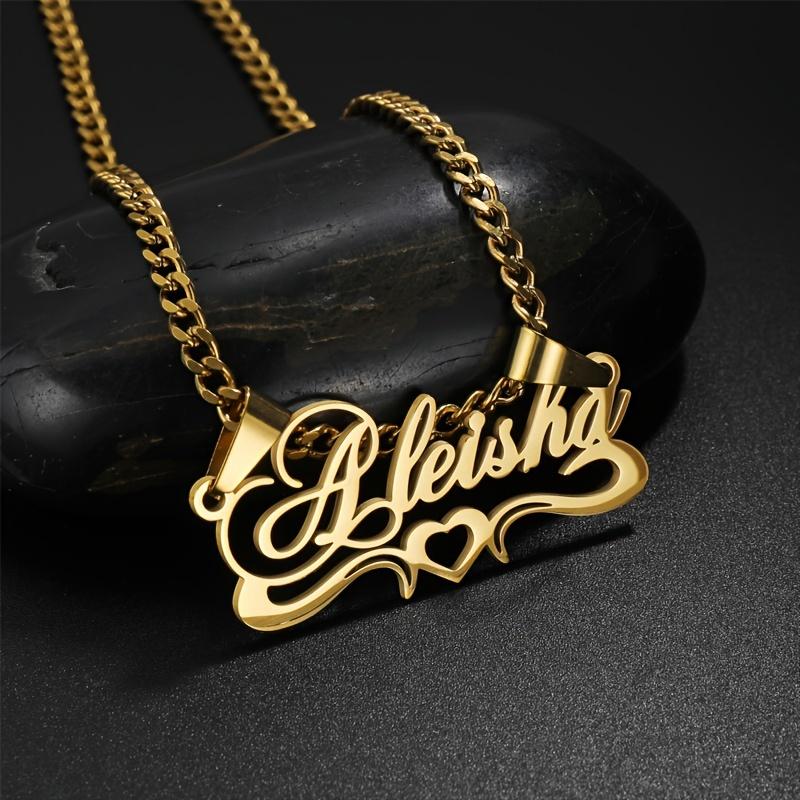 Personalized Custom Name Necklace K18 Gold Cuban Chain Love English Letter Woman Necklace 50+5cm