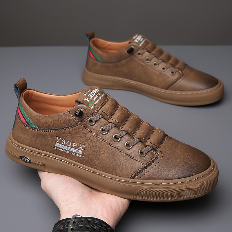 Spring and summer new men's leather shoes genuine leather casual men's single shoes board shoes white shoes