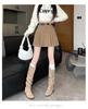 2026 Autumn/Winter Korean Academy Corduroy High-Waist A-line Pleated Skirt