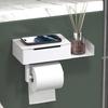 Porte-papier toilette mural avec étagère et tiroir, organisateur de salle de bain, distributeur de lingettes anti-poussière pour un rangement peu encombrant