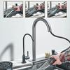 304 Stainless Steel Brushed Waterfall Kitchen Sink 4-Hole Large Single Slot Integrated Faucet Set Soap Dispenser/Pure Water/Cup