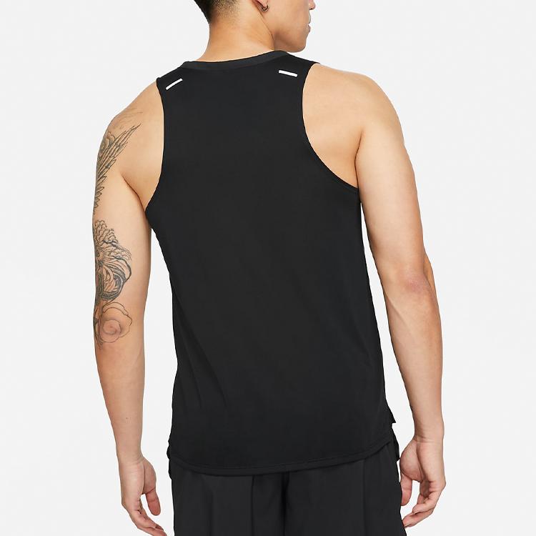 Nike Dri-Fit Rise 365 Reflective Logo Print Crew Neck Sleeveless Running Tank Top Men Tops Black CZ9180-010